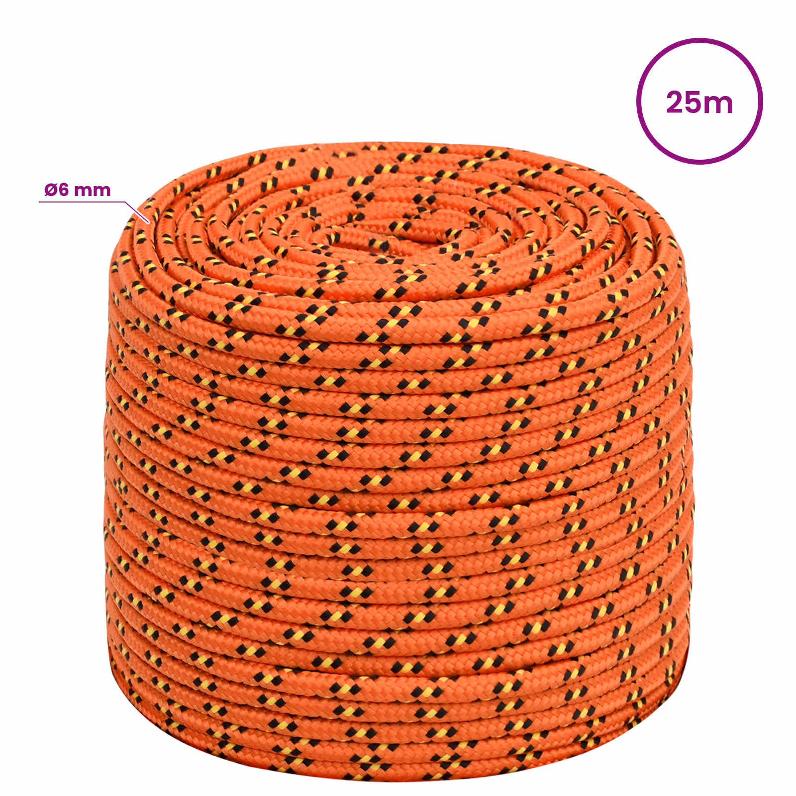 Večnamenska uporabna vrv 6 mm 25 m Oranžna PP