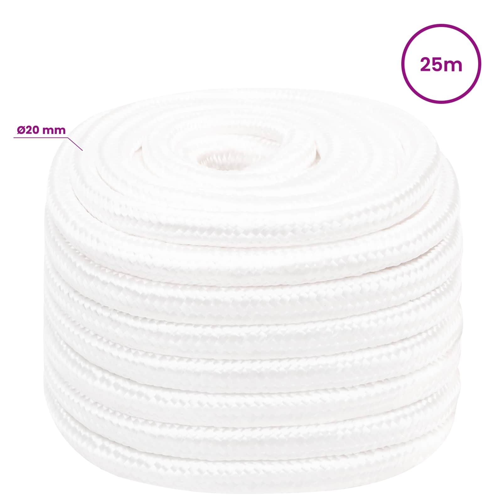 Večnamenska uporabna vrv 20 mm 25 m Bela PP