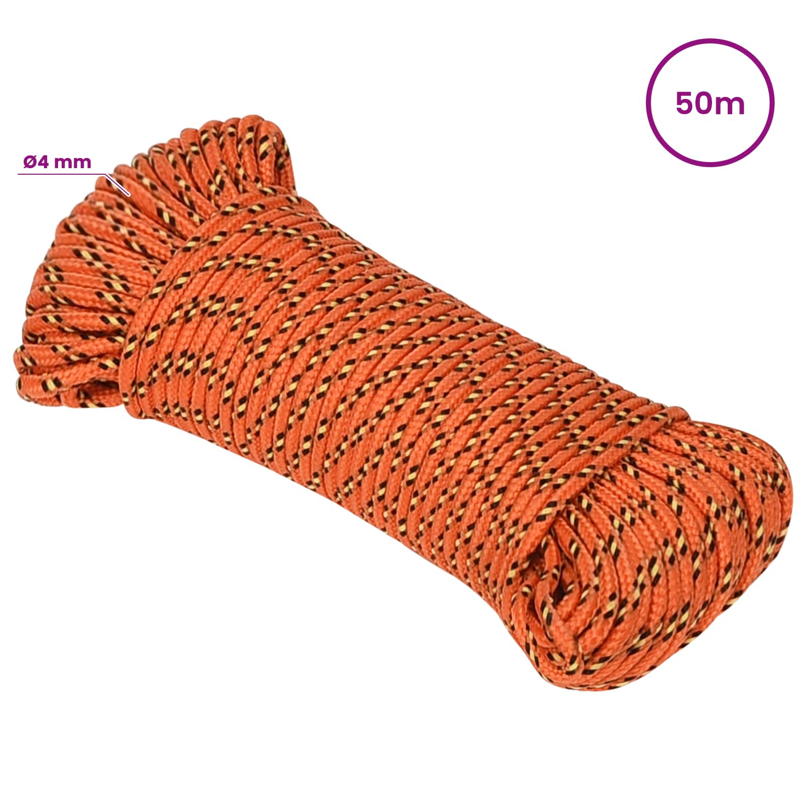 Večnamenska uporabna vrv 4 mm 50 m Oranžna PP
