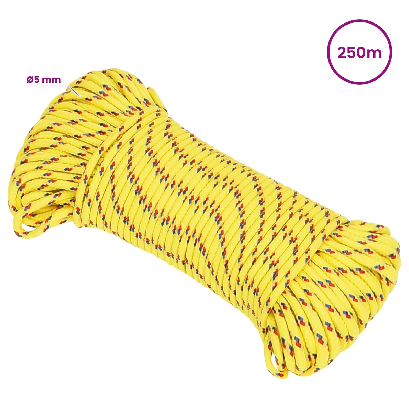 Večnamenska uporabna vrv 5 mm 250 m Rumena PP