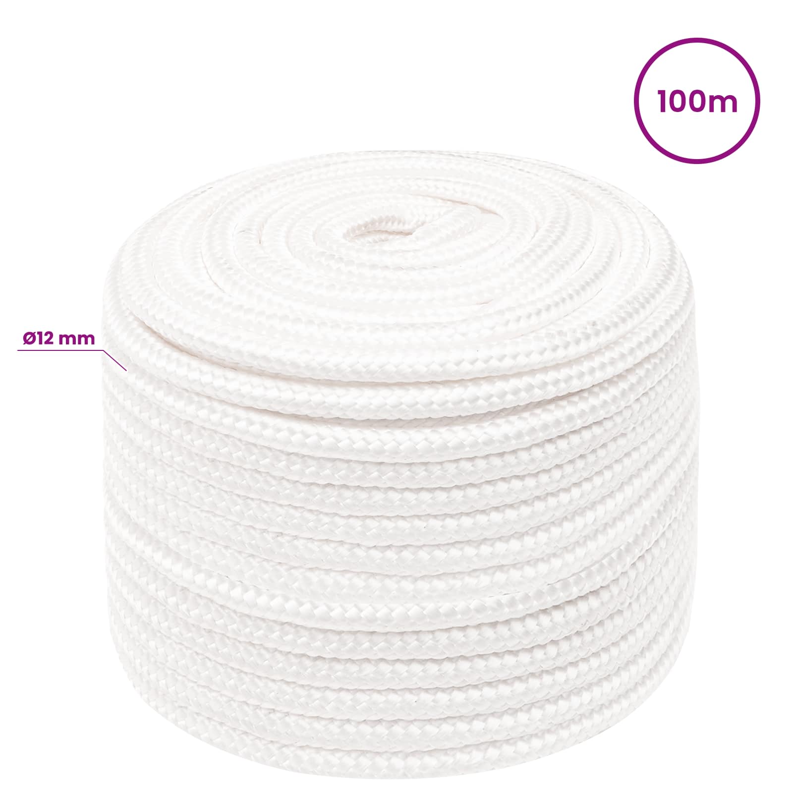Večnamenska uporabna vrv 12 mm 100 m Bela PP