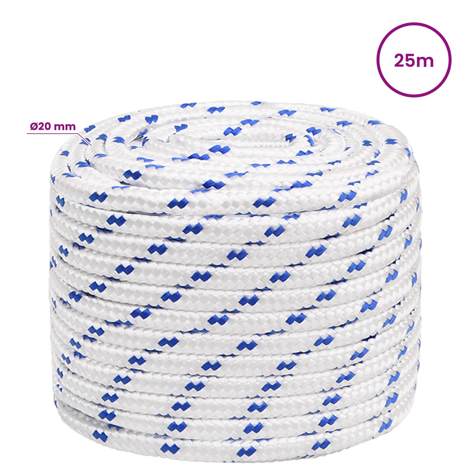 Večnamenska uporabna vrv 20 mm 25 m Bela in modra PP