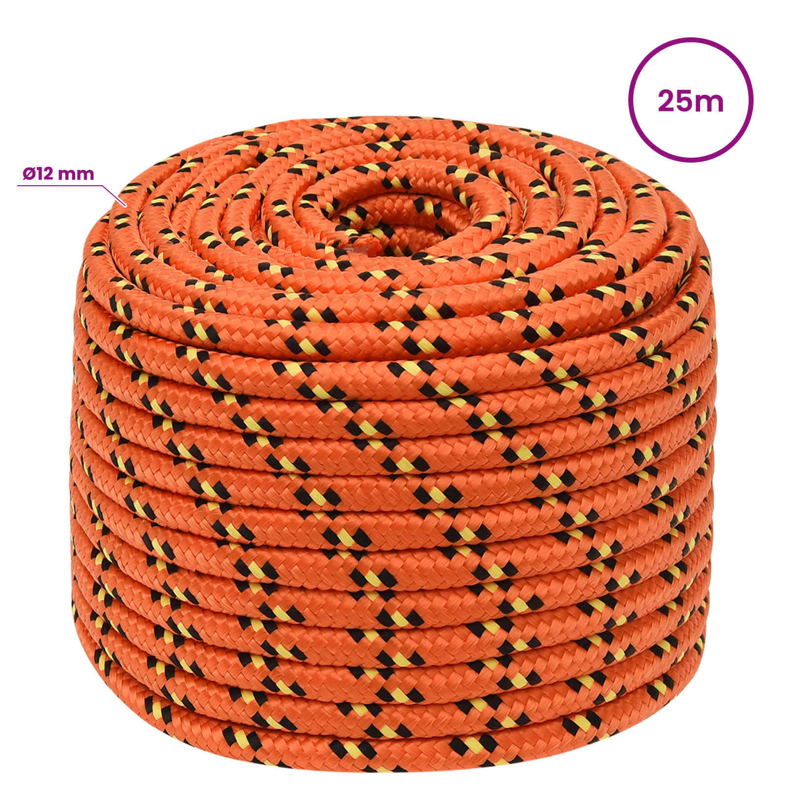 Večnamenska uporabna vrv 12 mm 25 m Oranžna PP