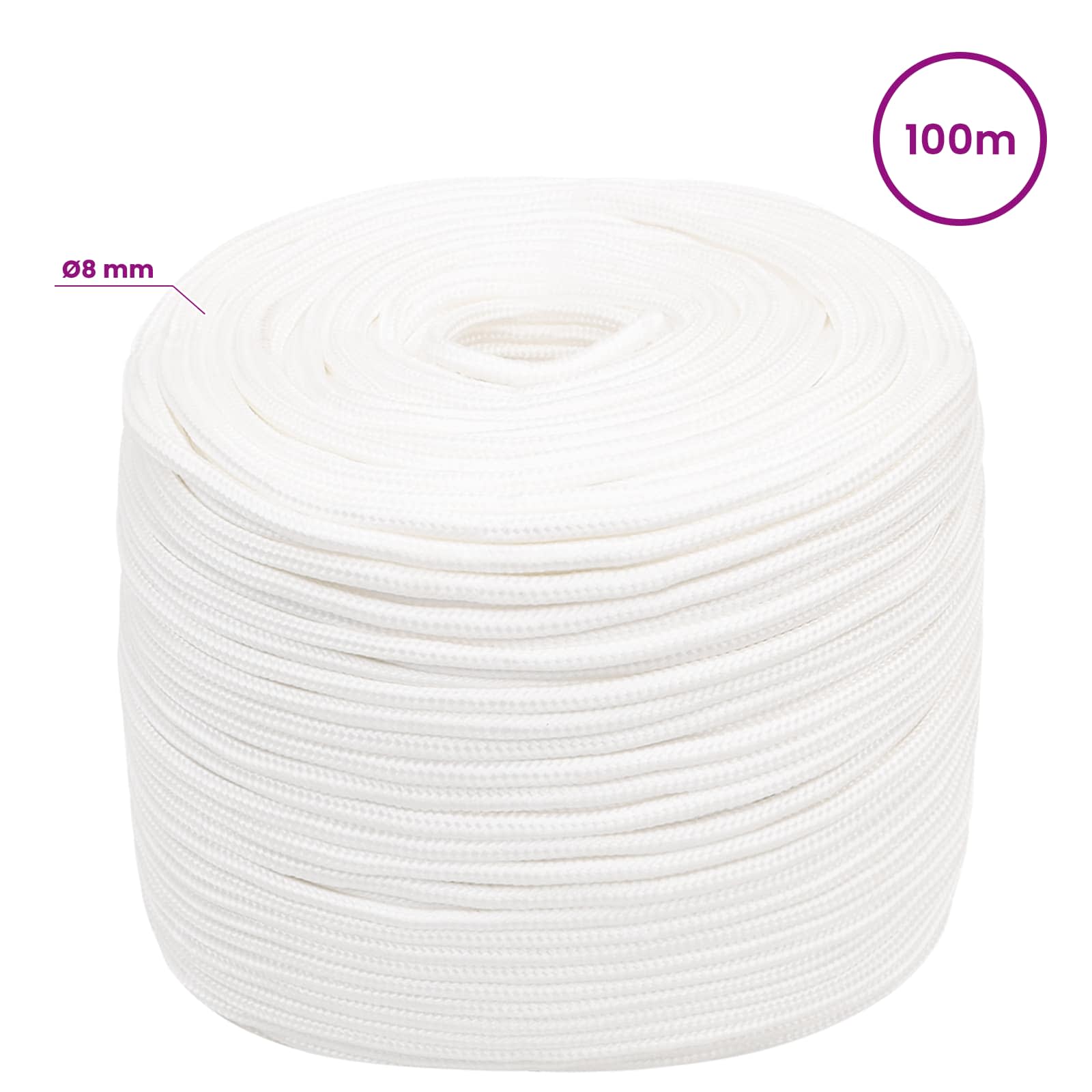 Večnamenska uporabna vrv 8 mm 100 m Bela PP