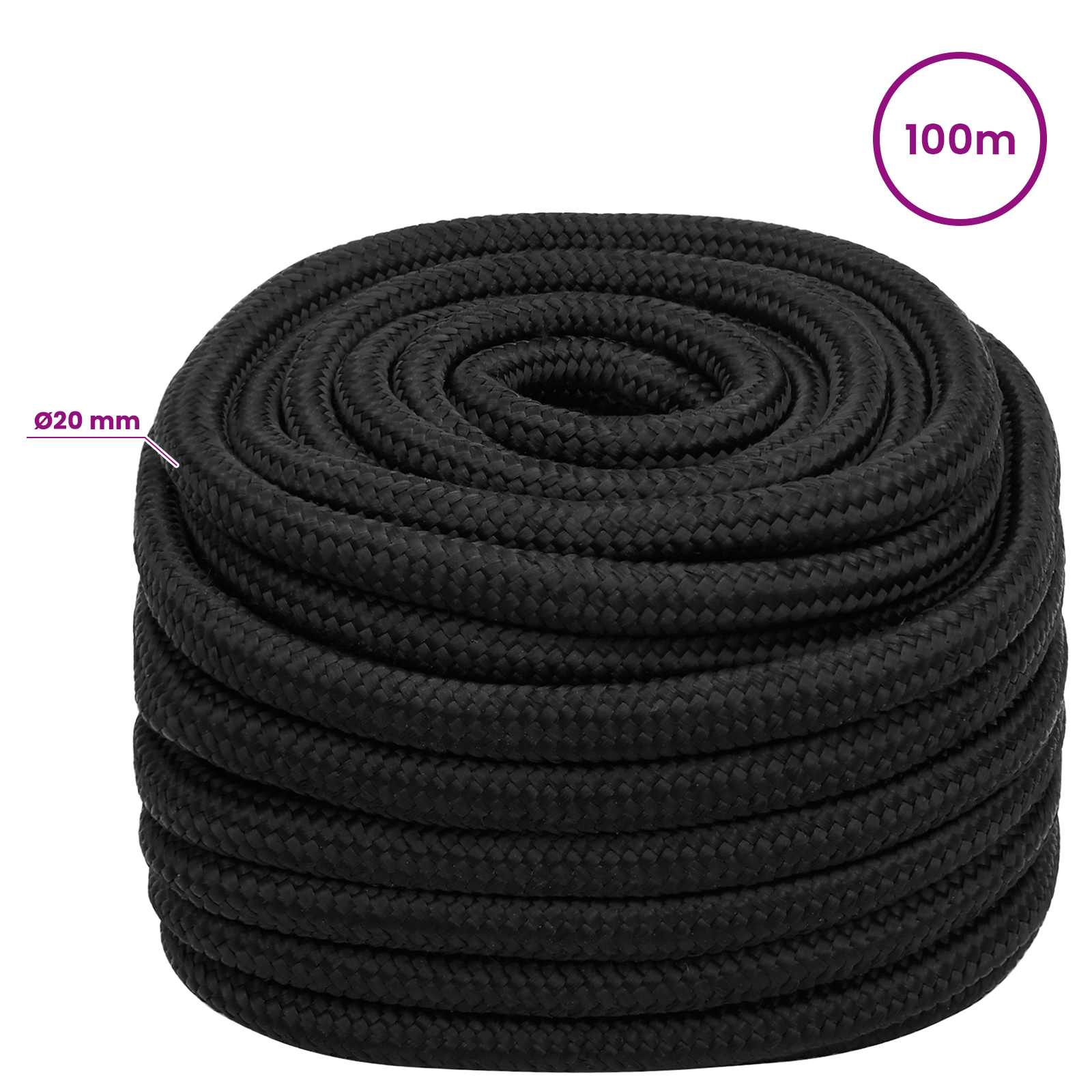 Večnamenska uporabna vrv 20 mm 100 m Črna PP