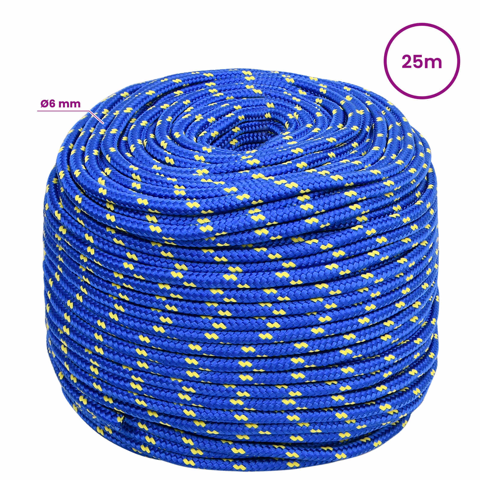 Večnamenska uporabna vrv 6 mm 25 m Modra PP