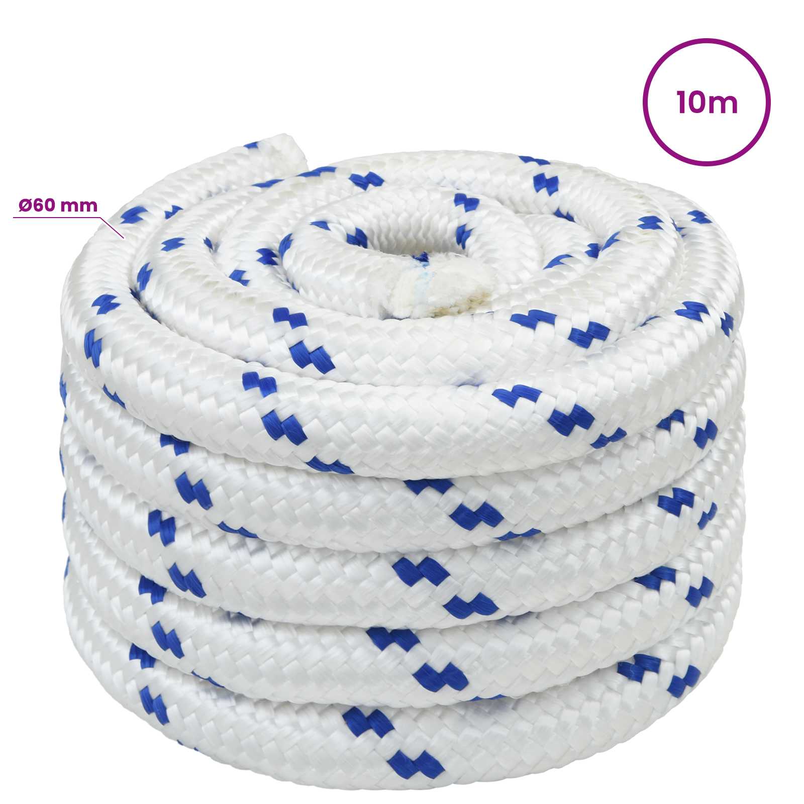 Večnamenska uporabna vrv 60 mm 10 m Bela in modra PP