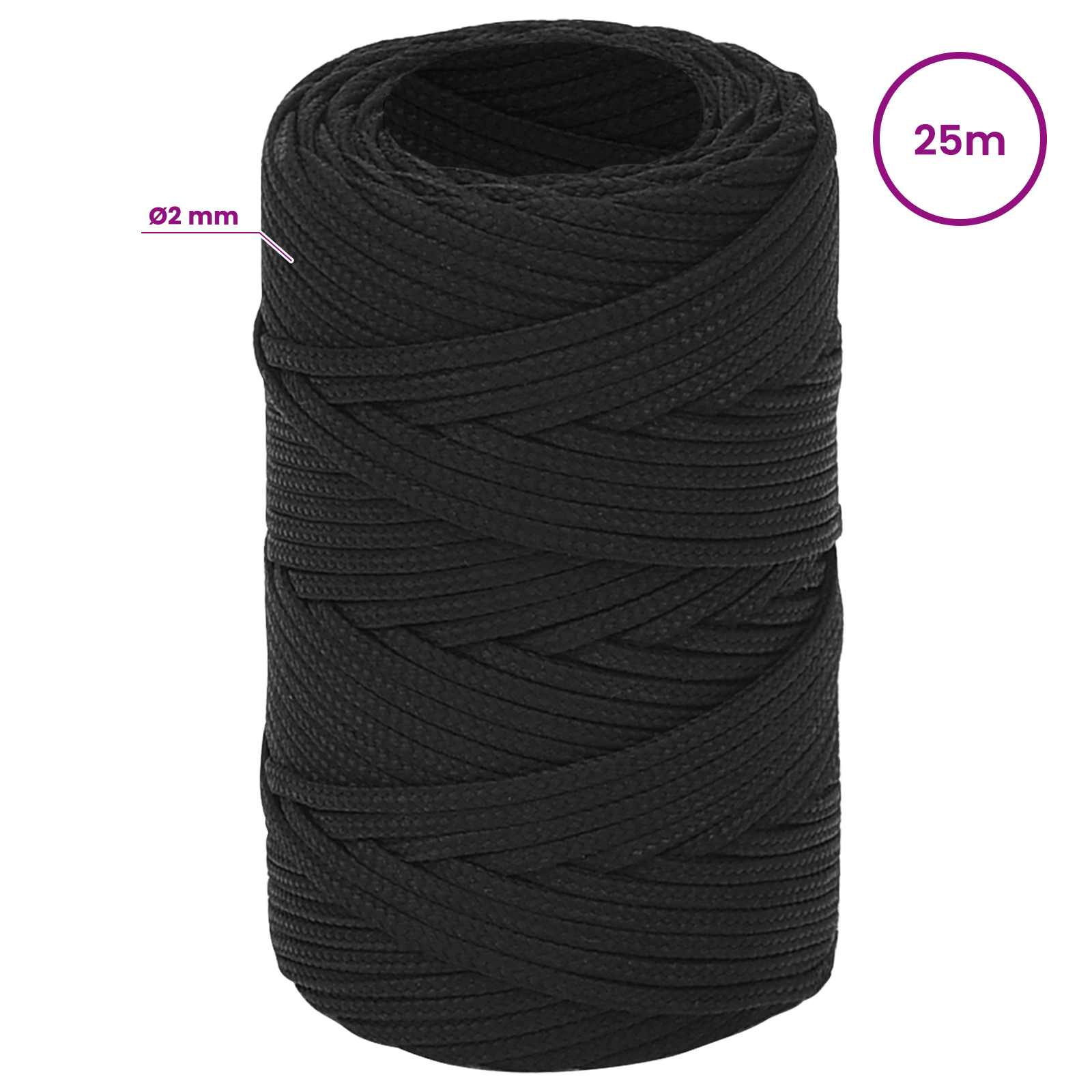 Večnamenska uporabna vrv 2 mm 25 m Črna PP
