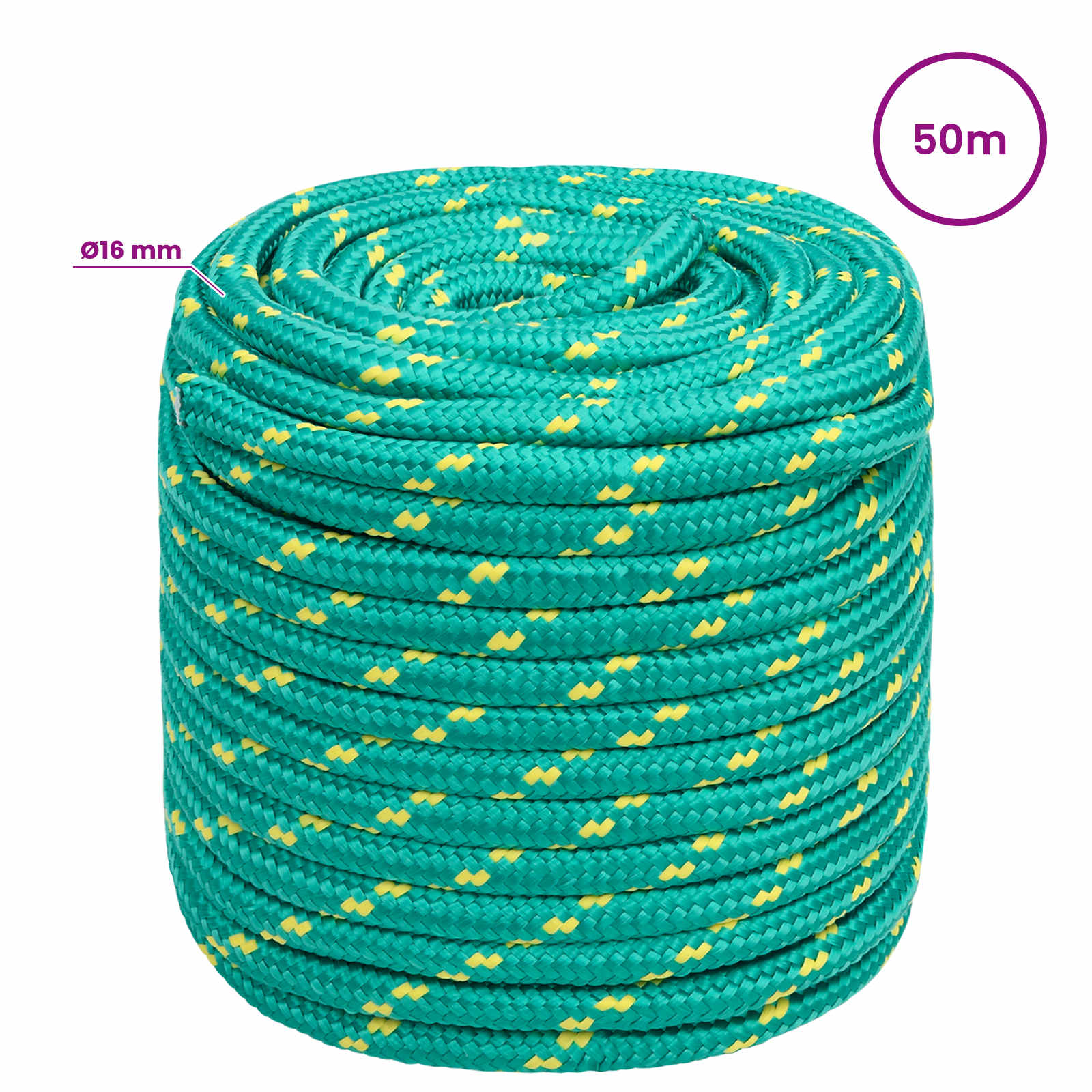 Večnamenska uporabna vrv 16 mm 50 m Zelena PP