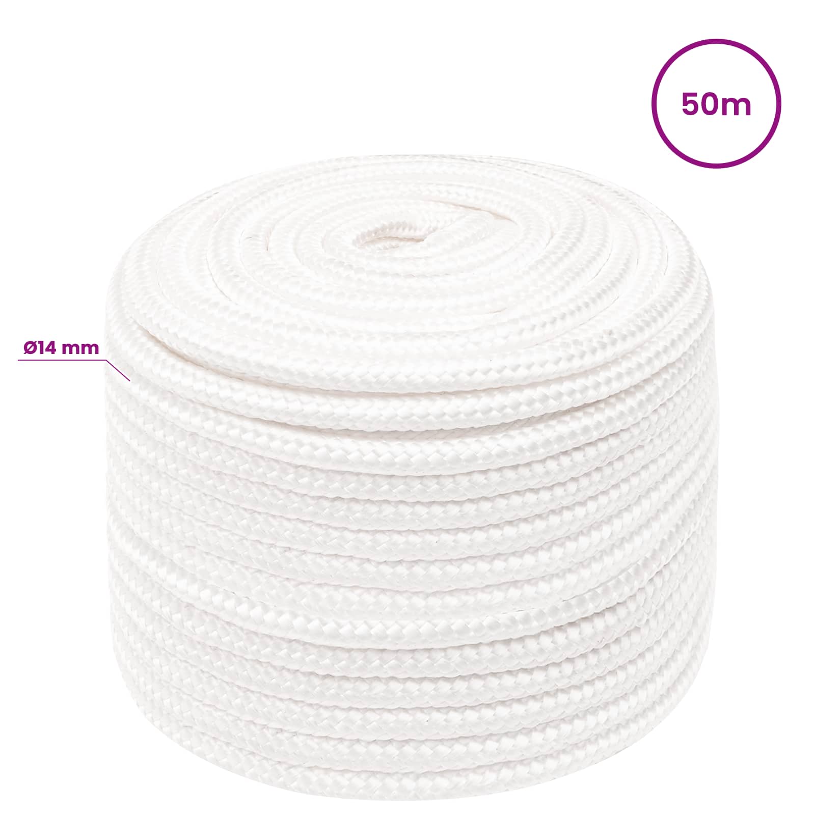 Večnamenska uporabna vrv 14 mm 50 m Bela PP