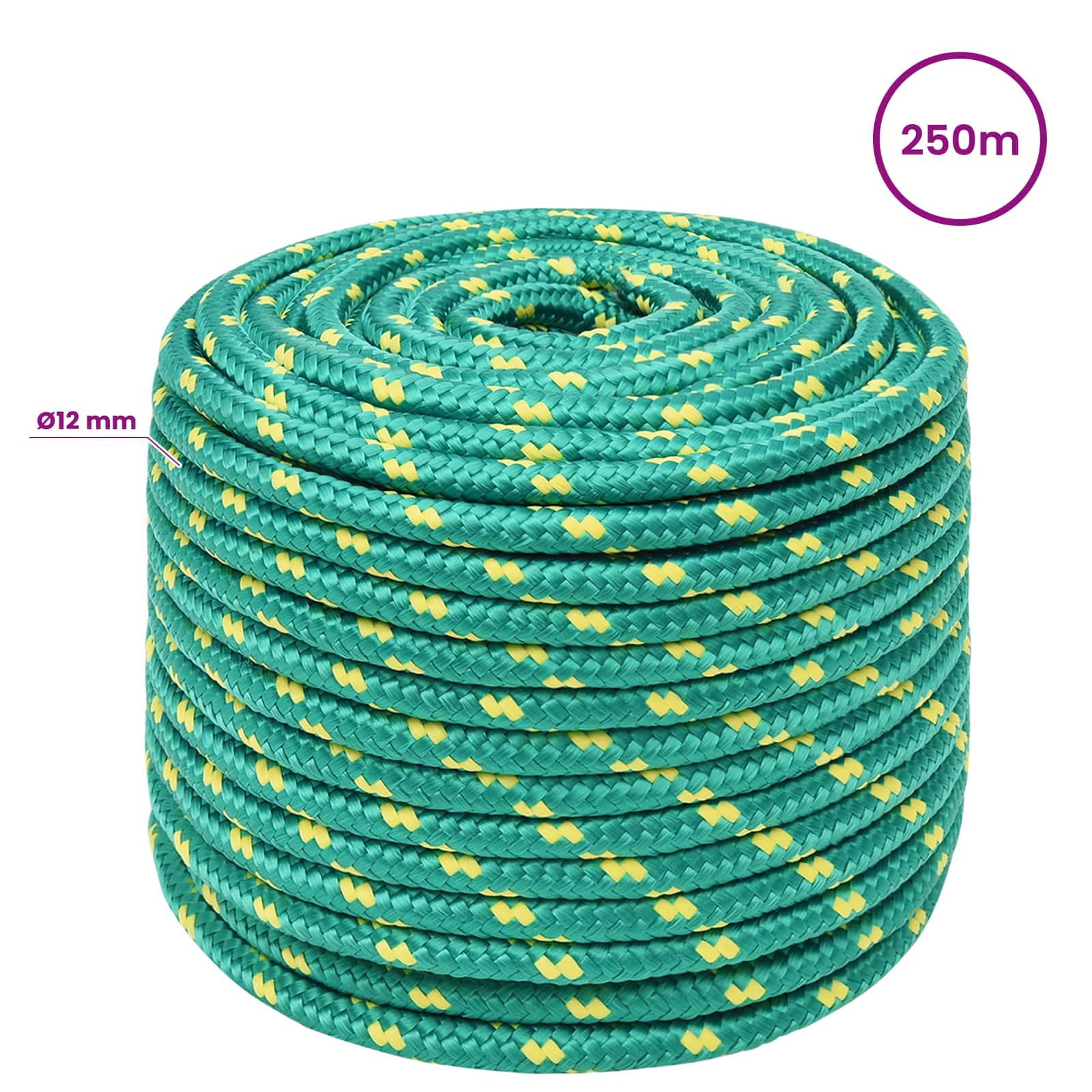 Večnamenska uporabna vrv 12 mm 250 m Zelena PP