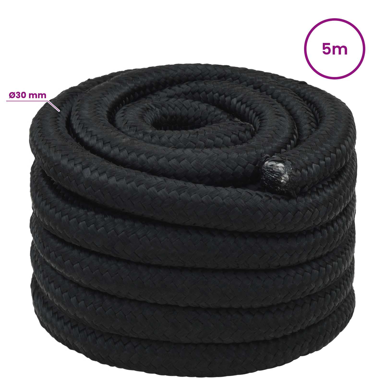 Večnamenska uporabna vrv 30 mm 5 m Črna PP