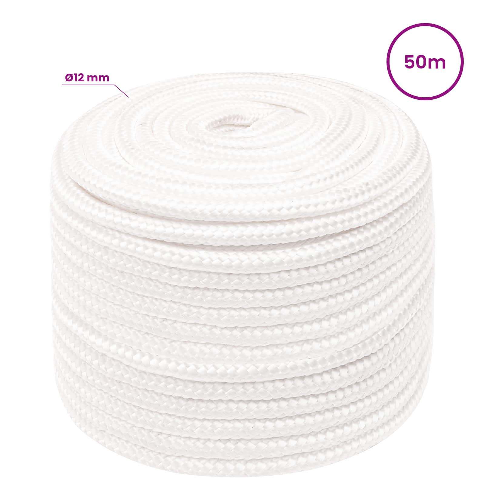 Večnamenska uporabna vrv 12 mm 50 m Bela PP