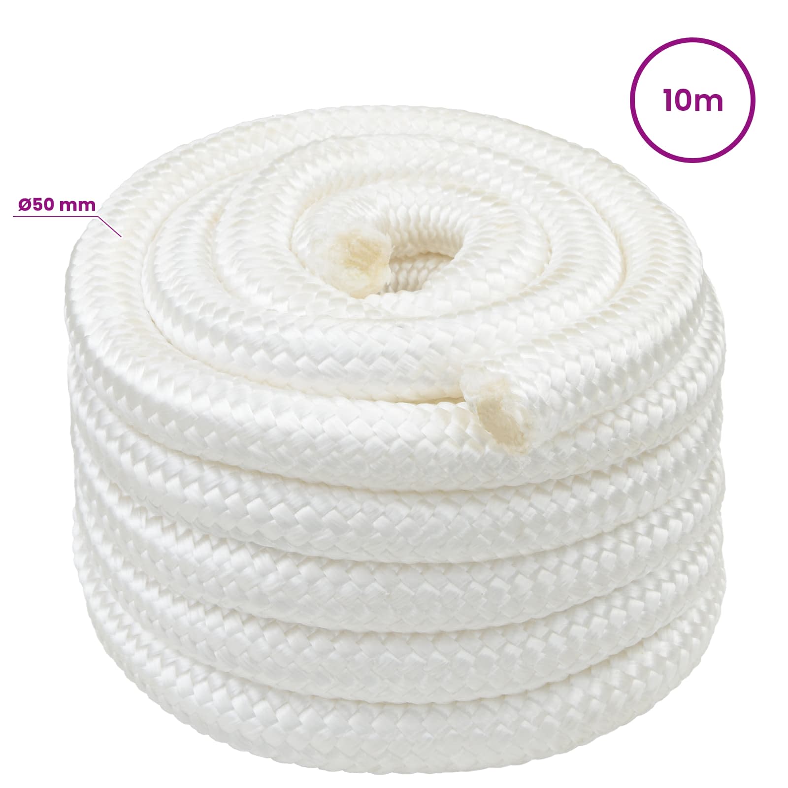 Večnamenska uporabna vrv 50 mm 10 m Bela PP