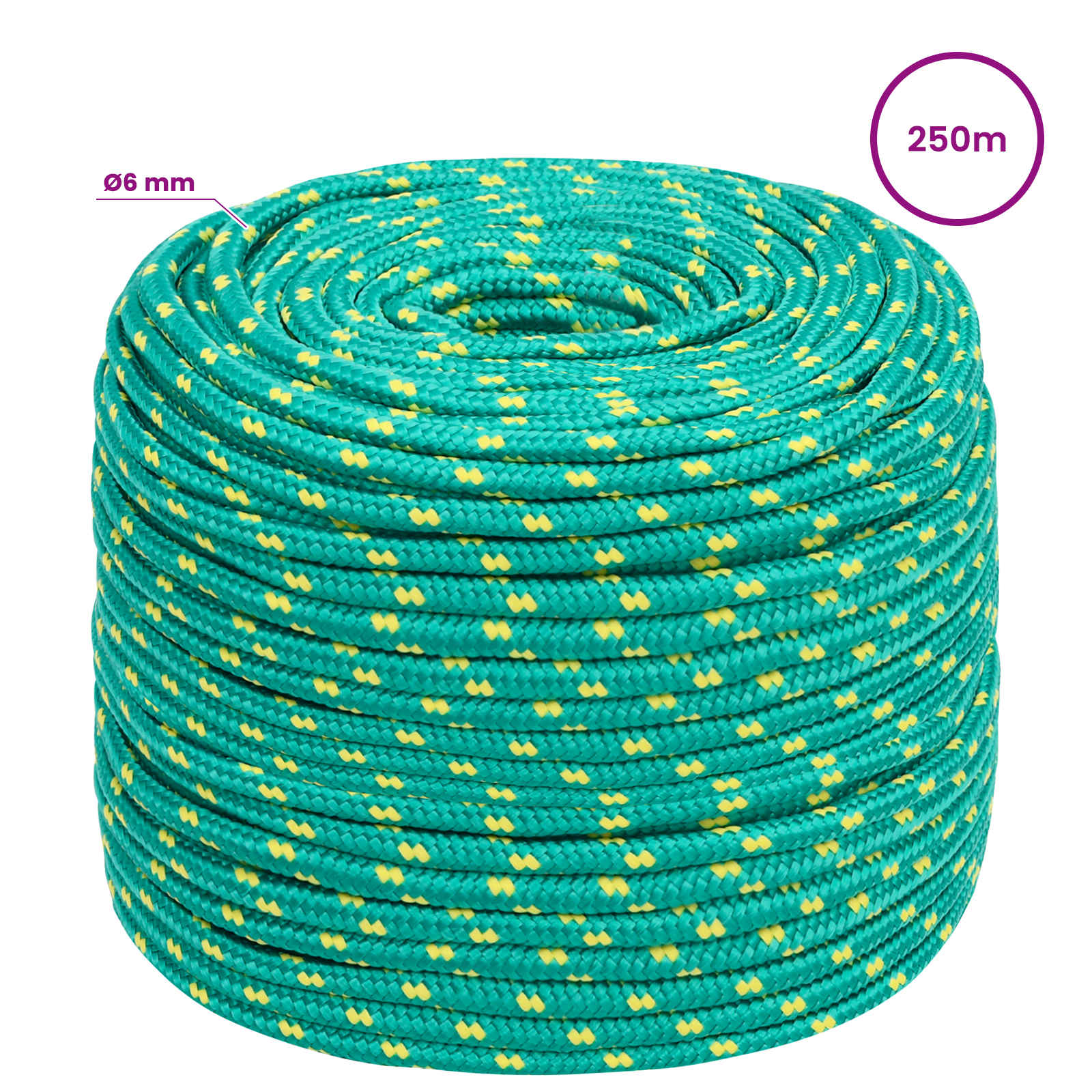 Večnamenska uporabna vrv 6 mm 250 m Zelena PP