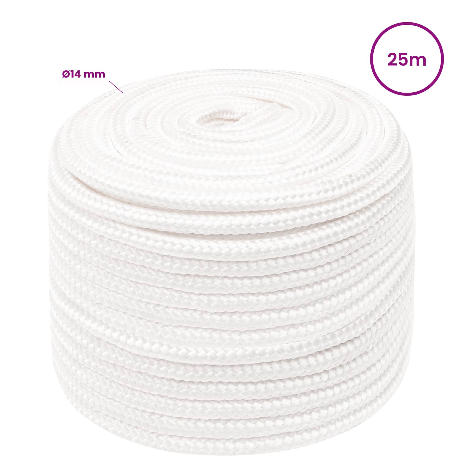 Večnamenska uporabna vrv 14 mm 25 m Bela PP