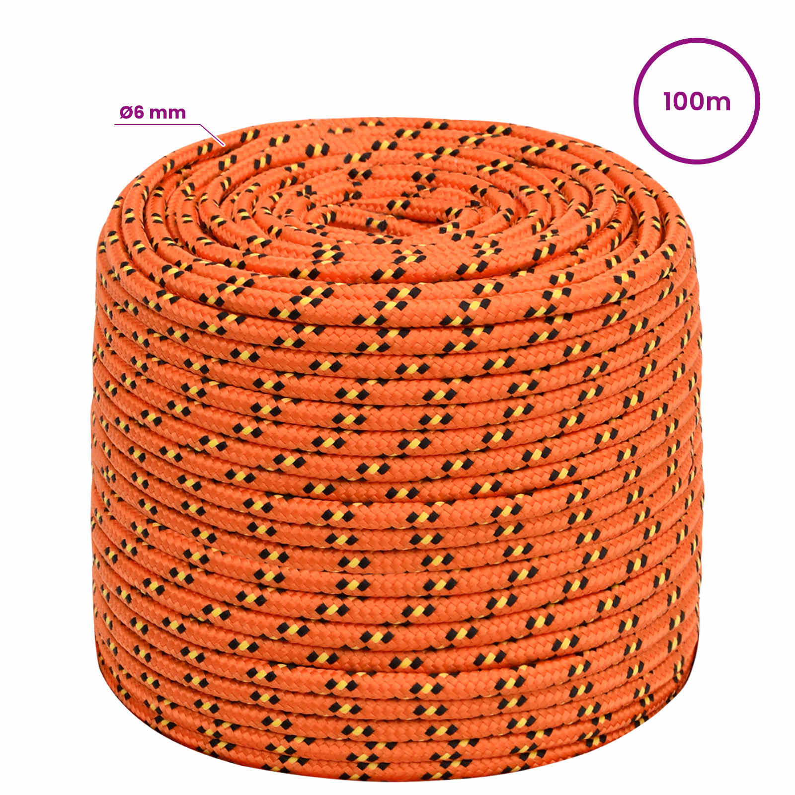 Večnamenska uporabna vrv 6 mm 100 m Oranžna PP