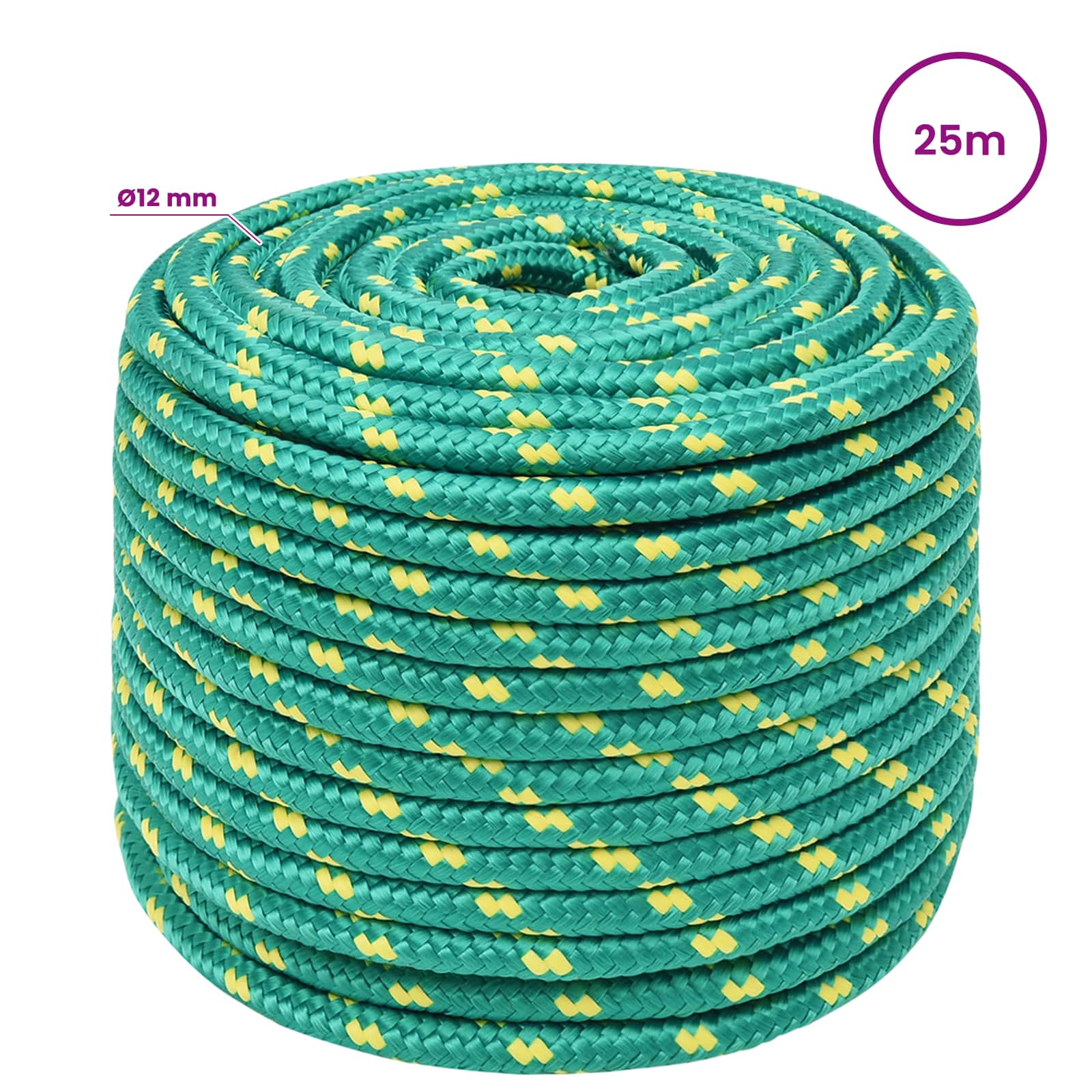 Večnamenska uporabna vrv 12 mm 25 m Zelena PP