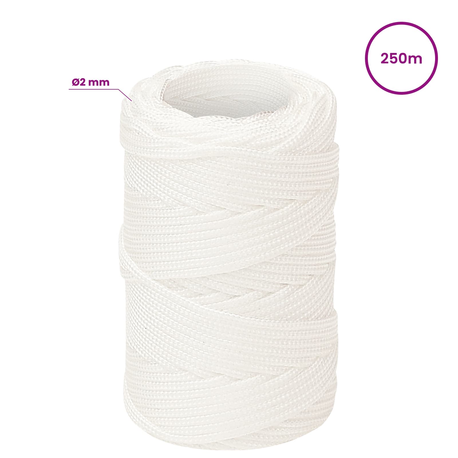 Večnamenska uporabna vrv 2 mm 250 m Bela PP