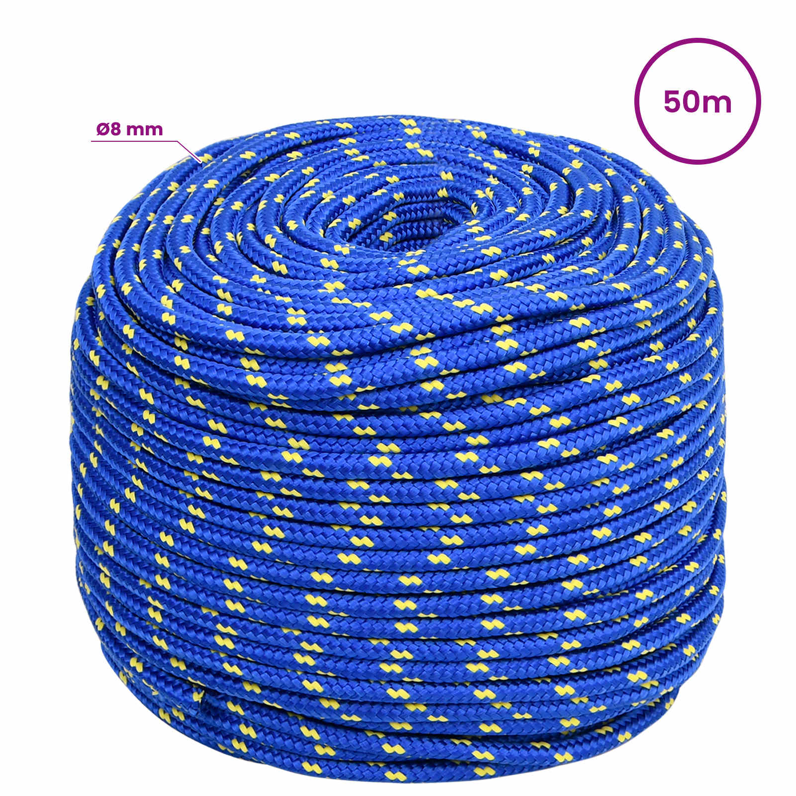 Večnamenska uporabna vrv 8 mm 50 m Modra PP