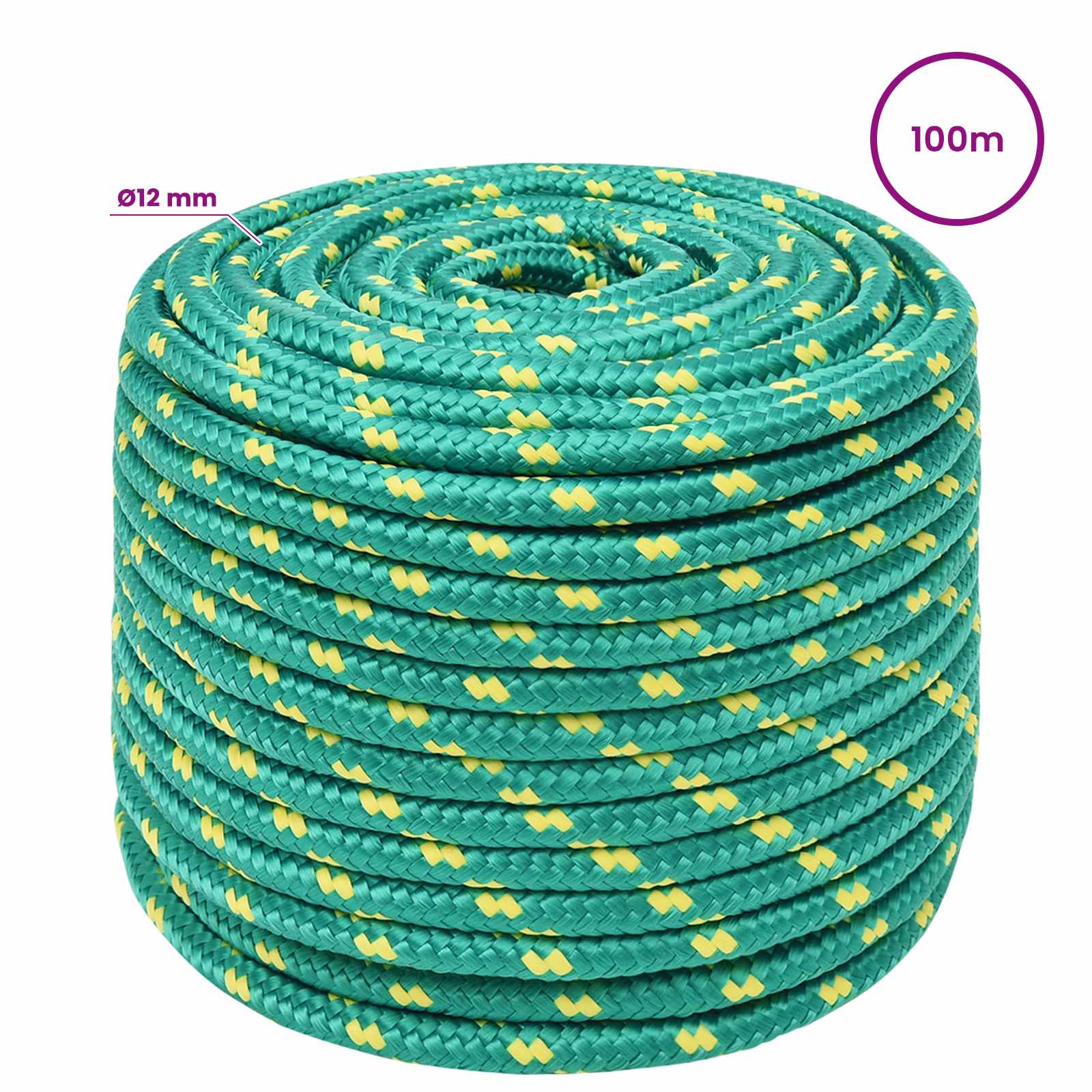Večnamenska uporabna vrv 12 mm 100 m Zelena PP