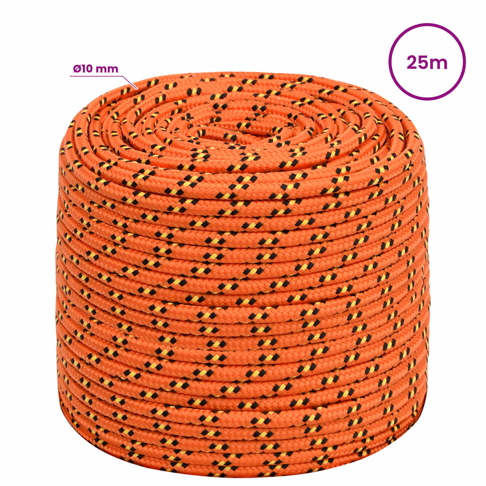 Večnamenska uporabna vrv 10 mm 25 m Oranžna PP