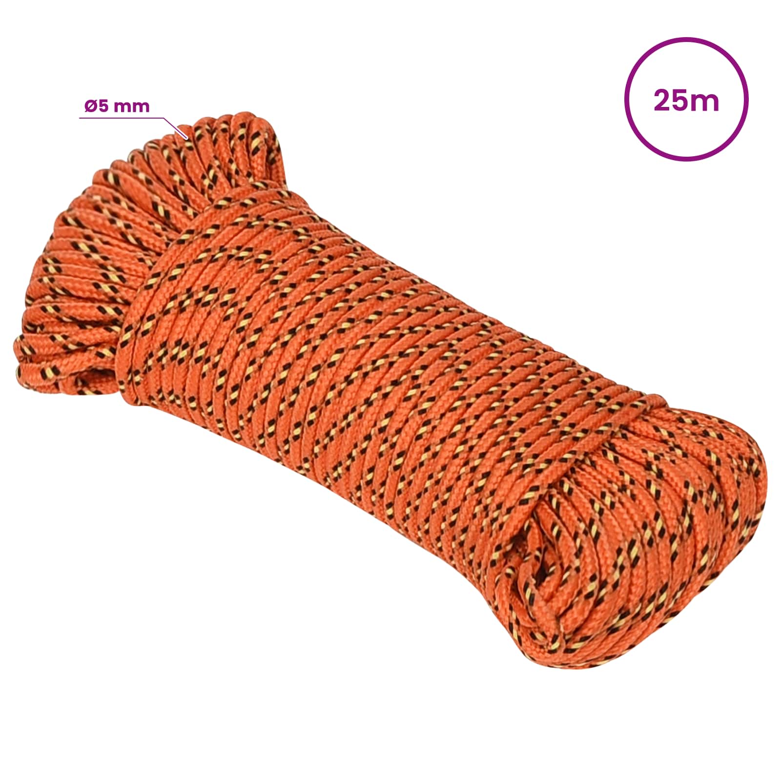 Večnamenska uporabna vrv 5 mm 25 m Oranžna PP