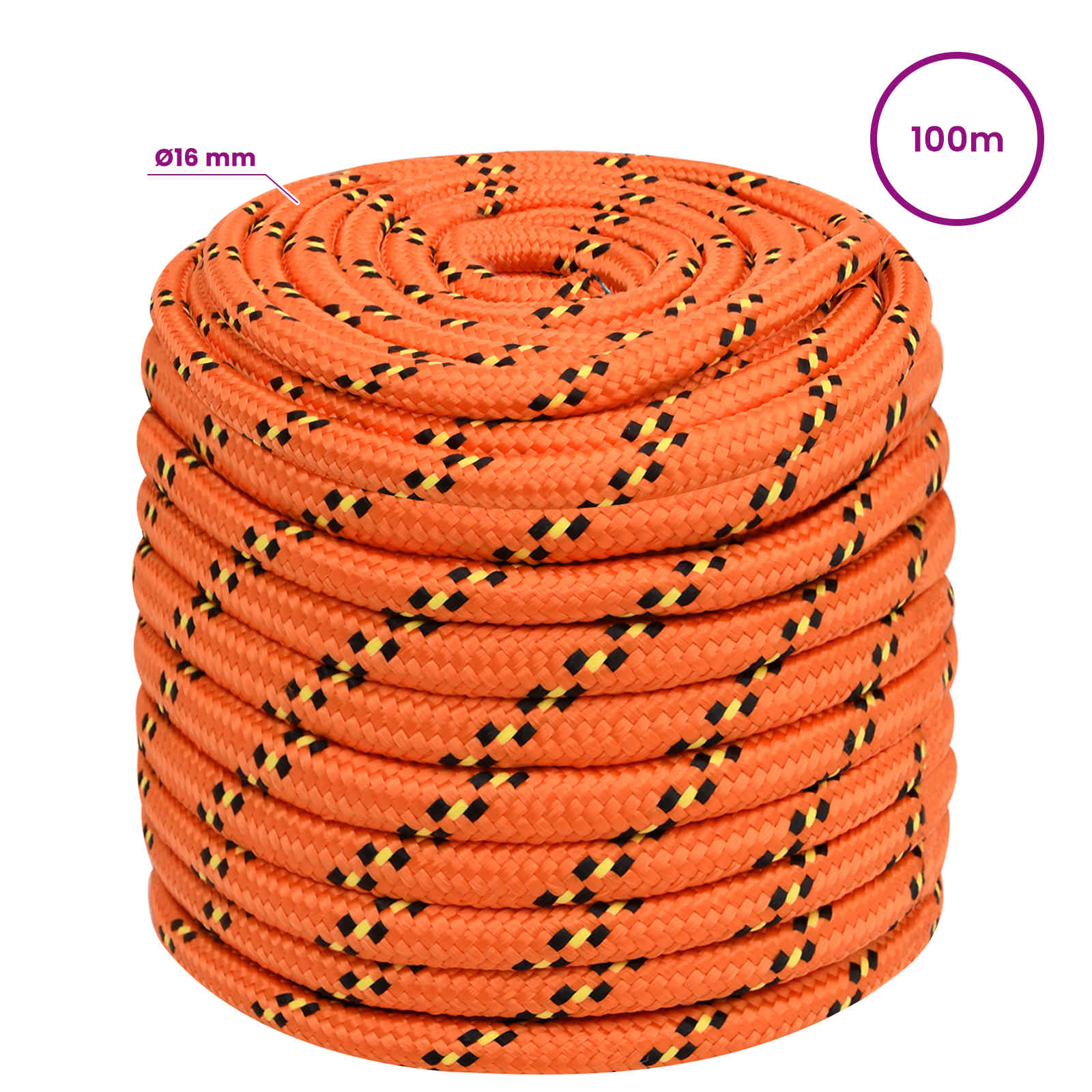 Večnamenska uporabna vrv 16 mm 100 m Oranžna PP