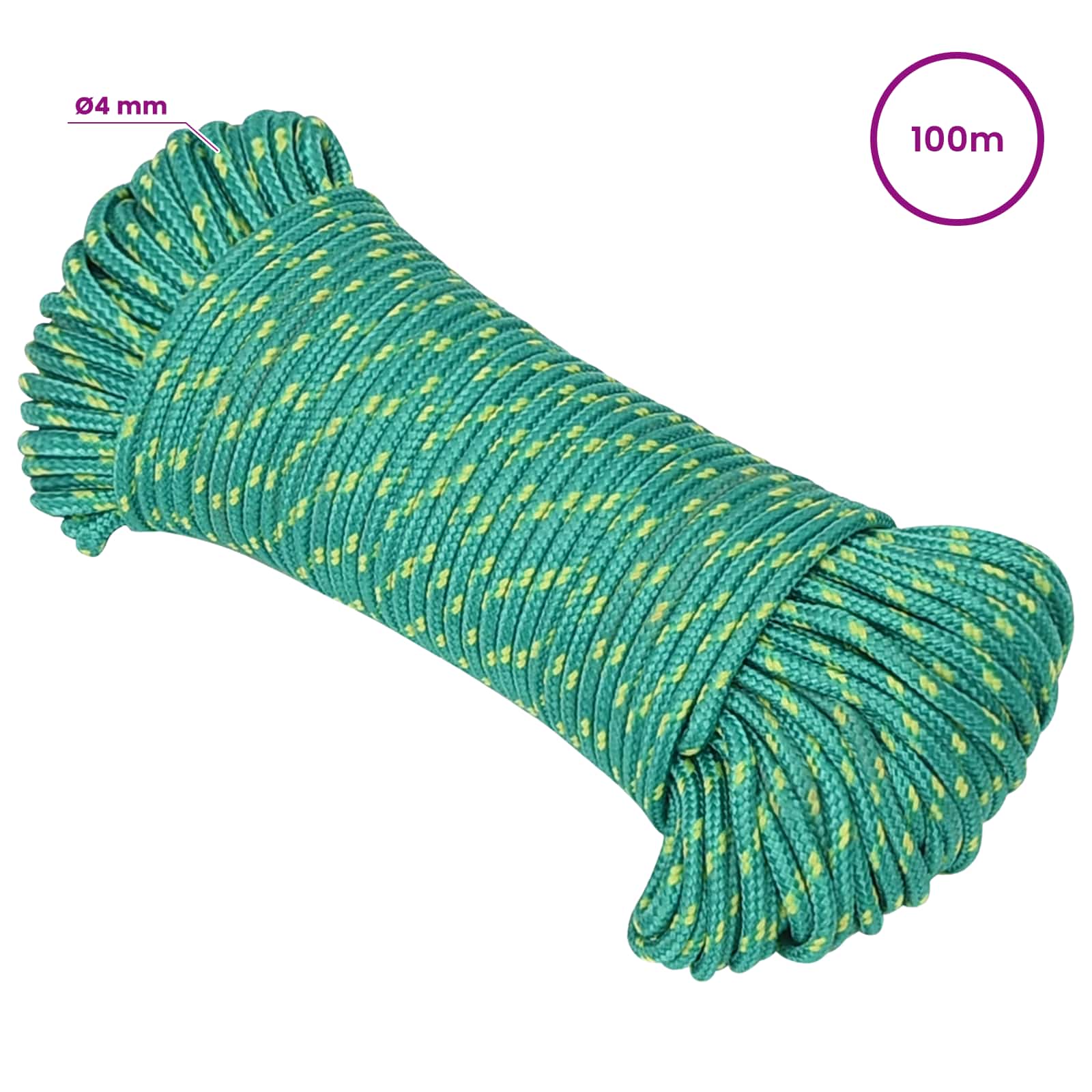 Večnamenska uporabna vrv 4 mm 100 m Zelena PP
