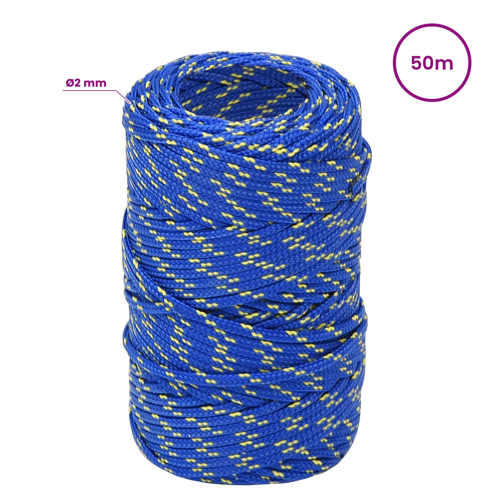 Večnamenska uporabna vrv 2 mm 50 m Modra PP