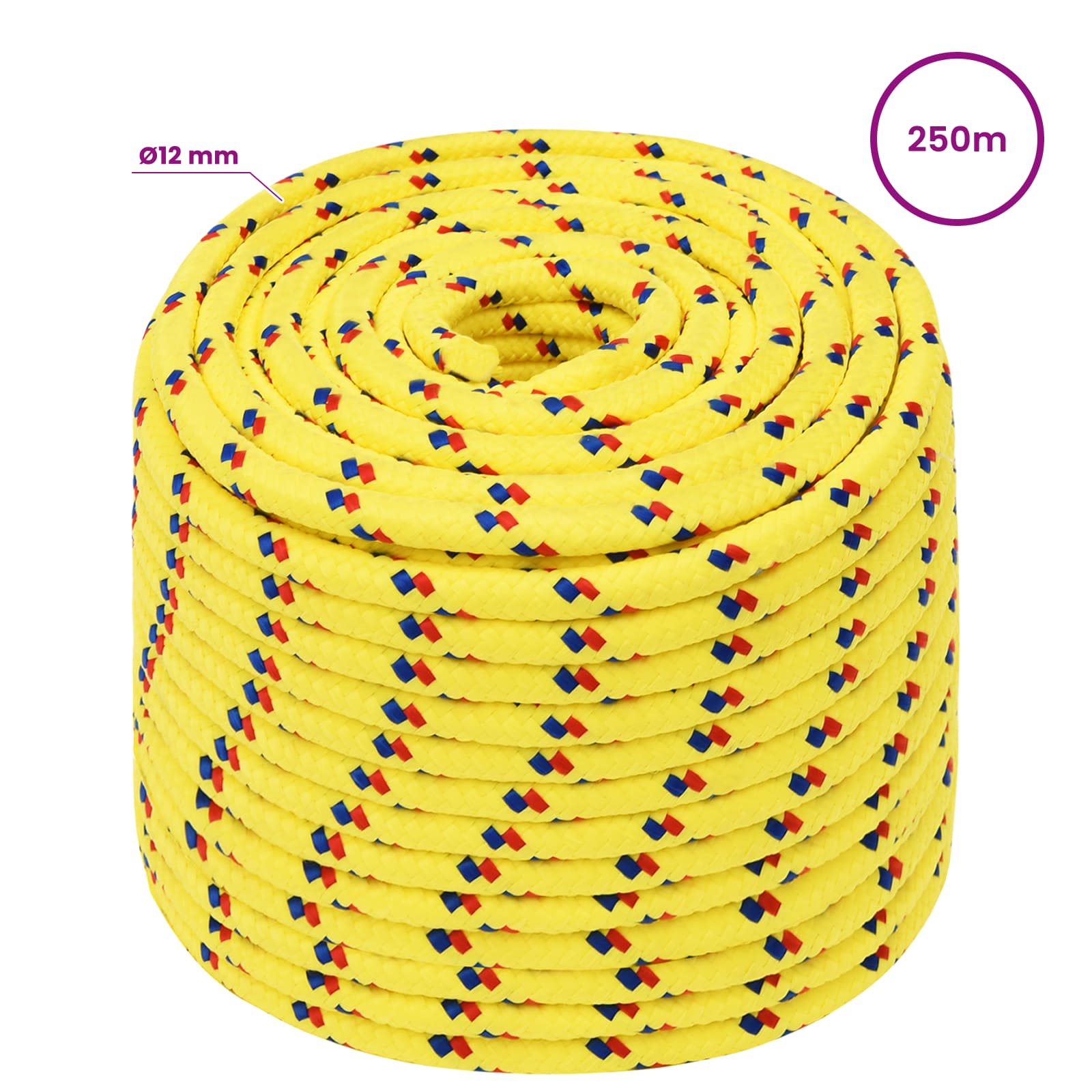 Večnamenska uporabna vrv 12 mm 250 m Rumena PP