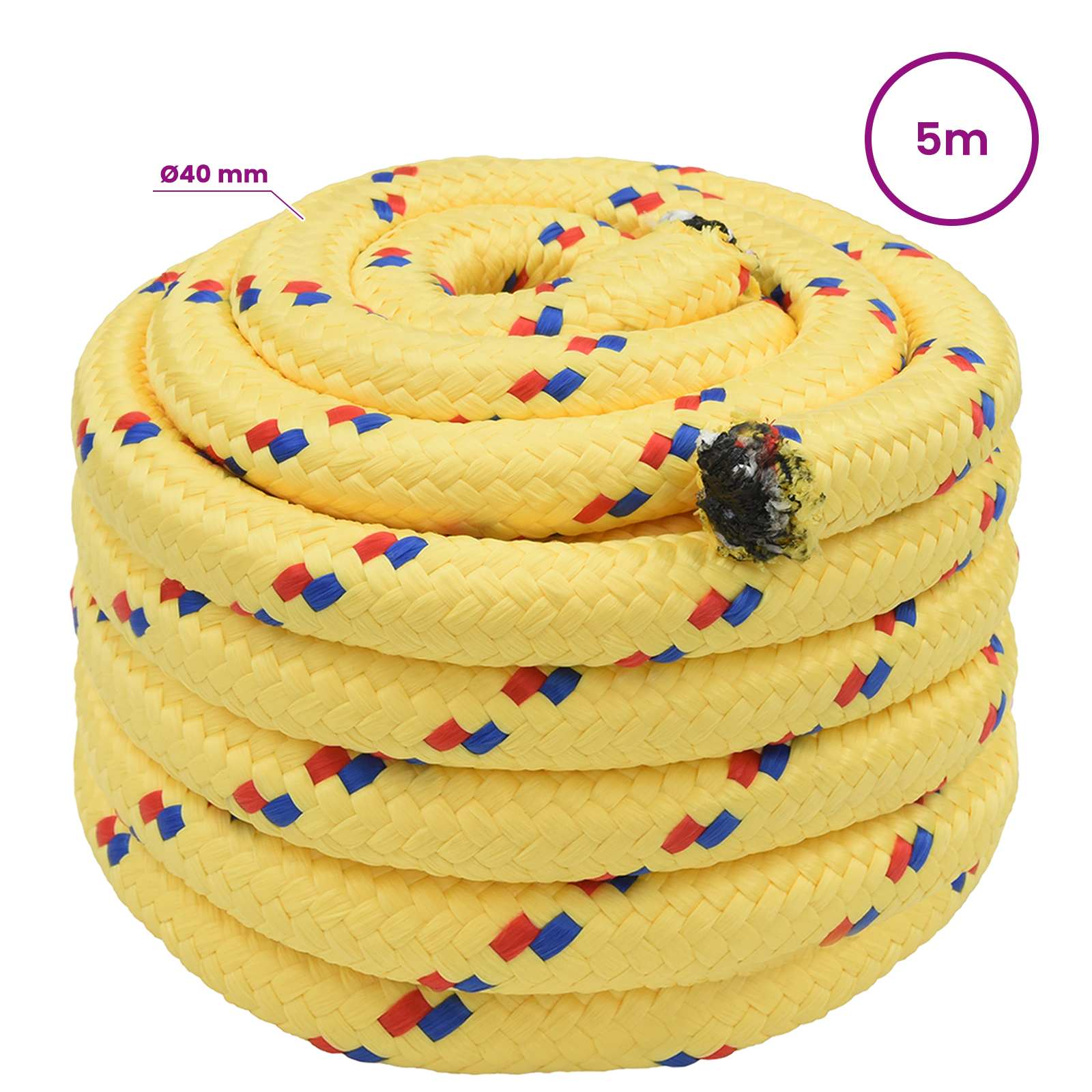 Večnamenska uporabna vrv 40 mm 5 m Rumena PP