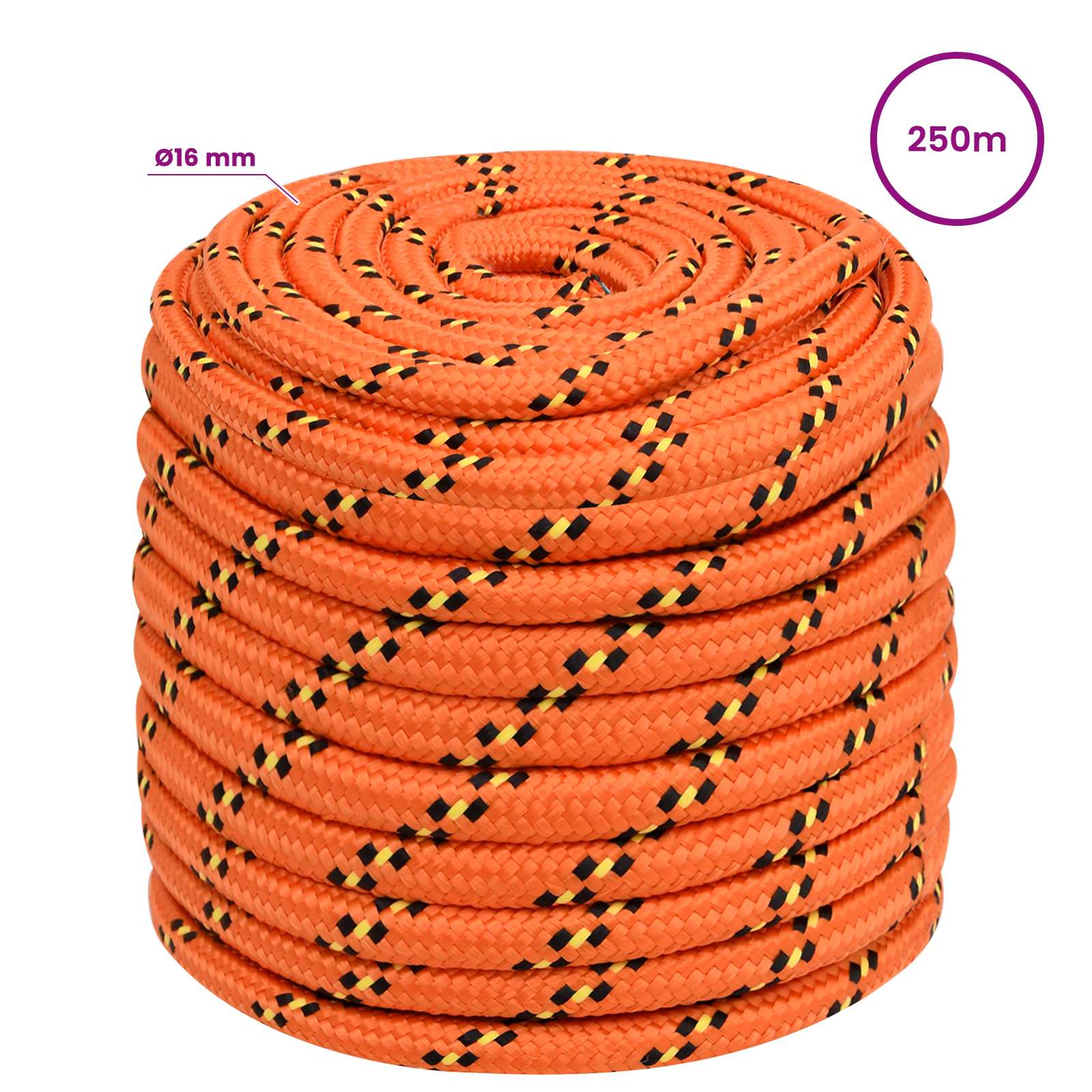 Večnamenska uporabna vrv 16 mm 250 m Oranžna PP