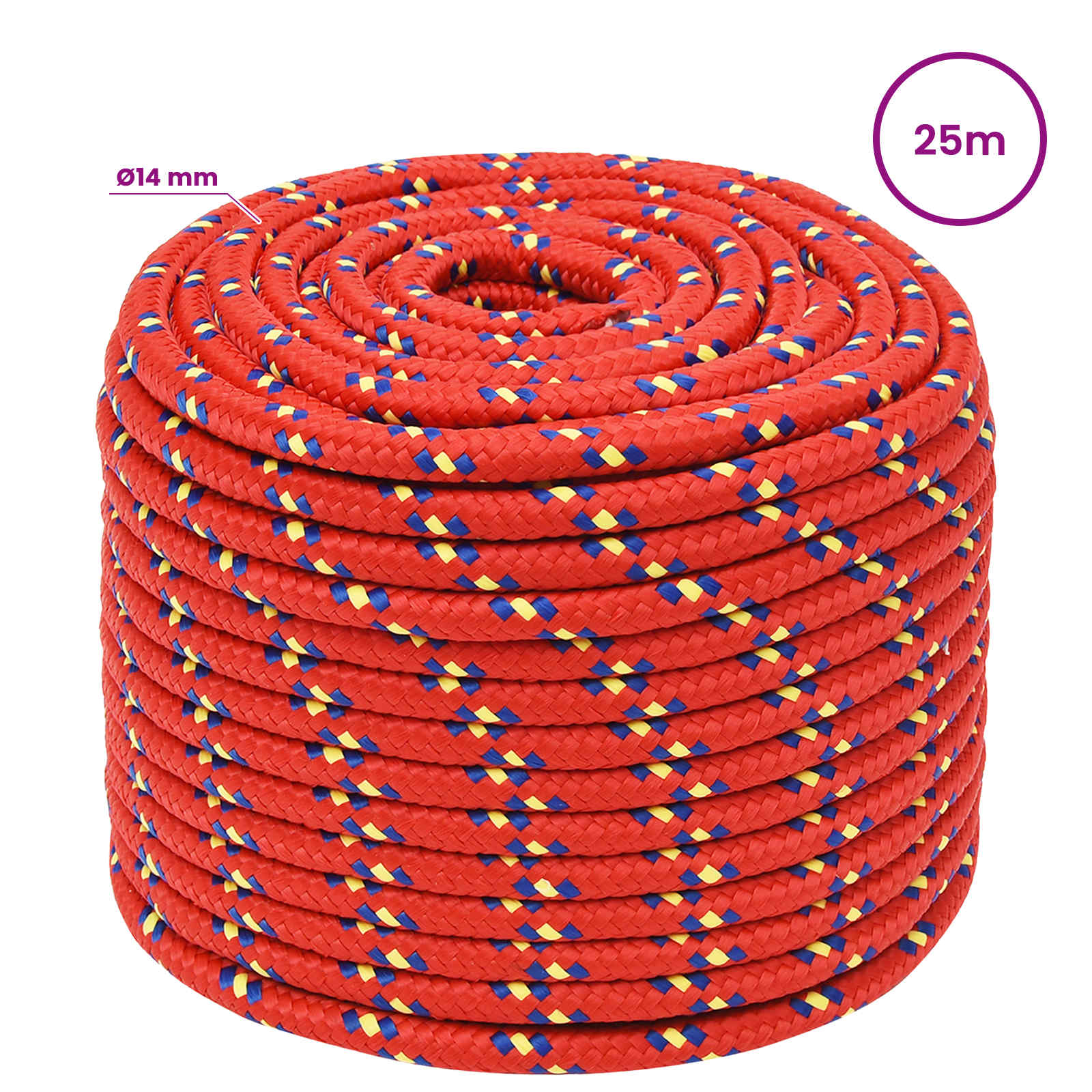 Večnamenska uporabna vrv 14 mm 25 m Rdeča PP