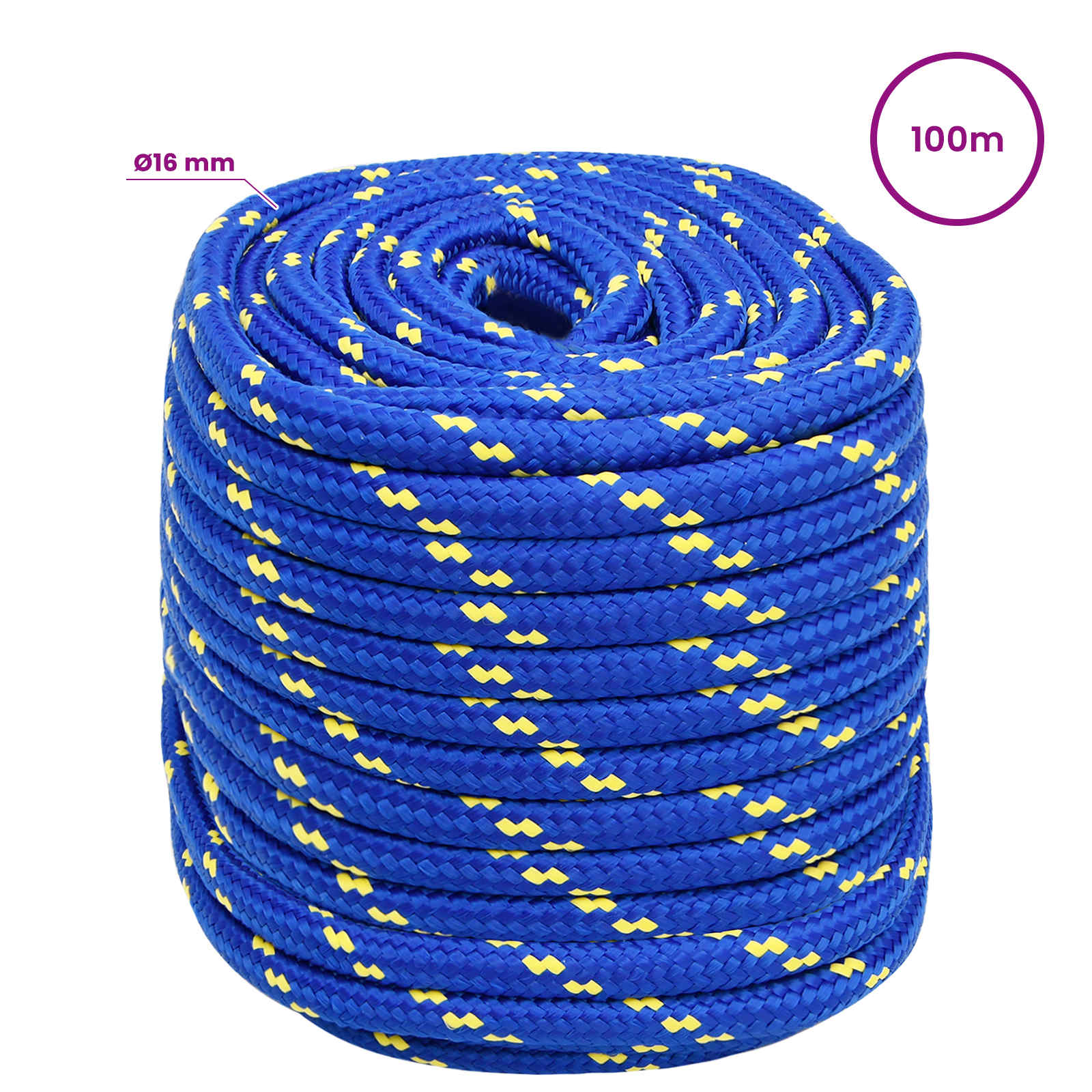 Večnamenska uporabna vrv 16 mm 100 m Modra PP