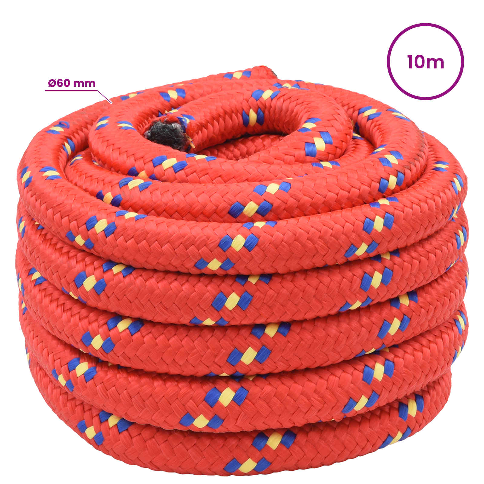 Večnamenska uporabna vrv 60 mm 10 m Rdeča PP