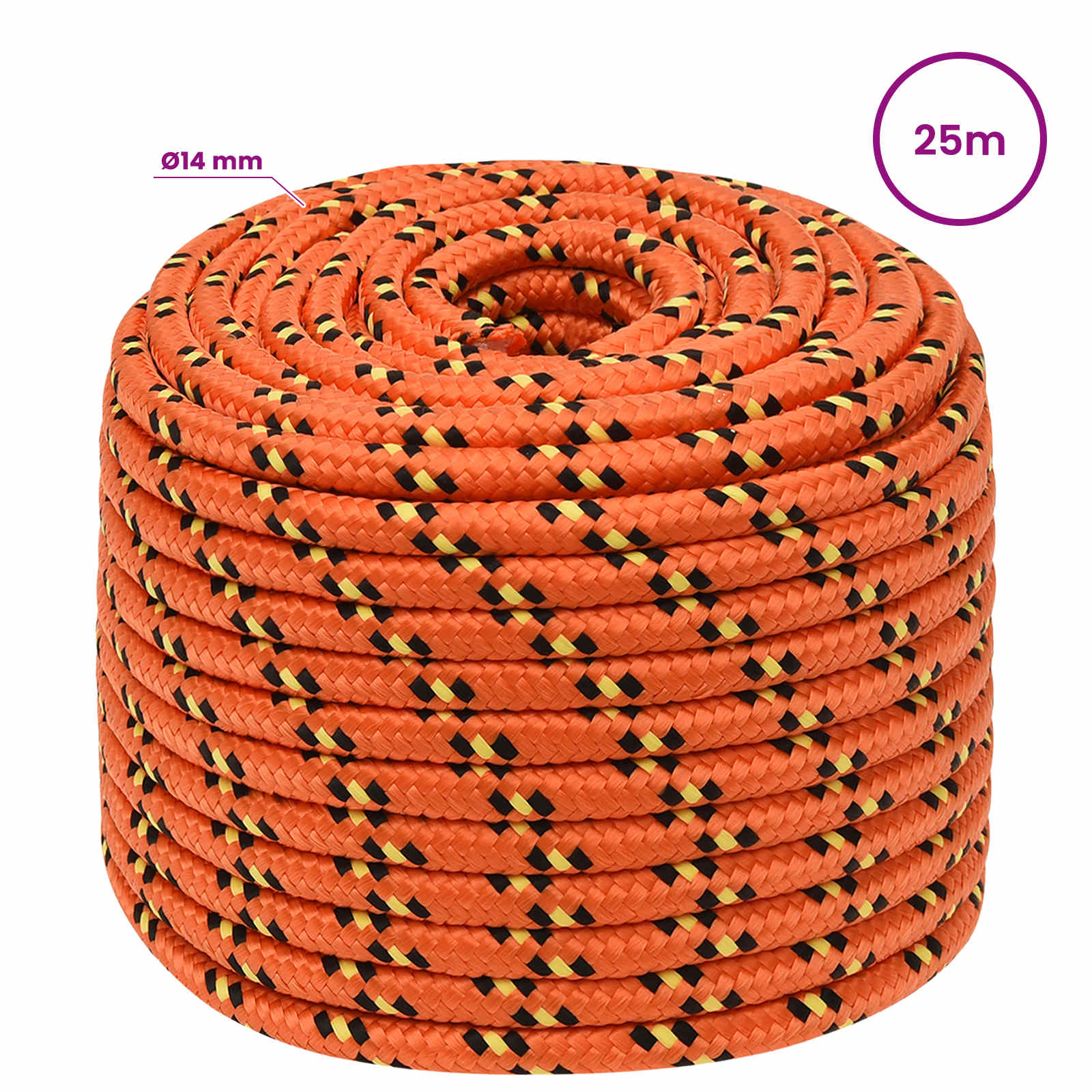 Večnamenska uporabna vrv 14 mm 25 m Oranžna PP