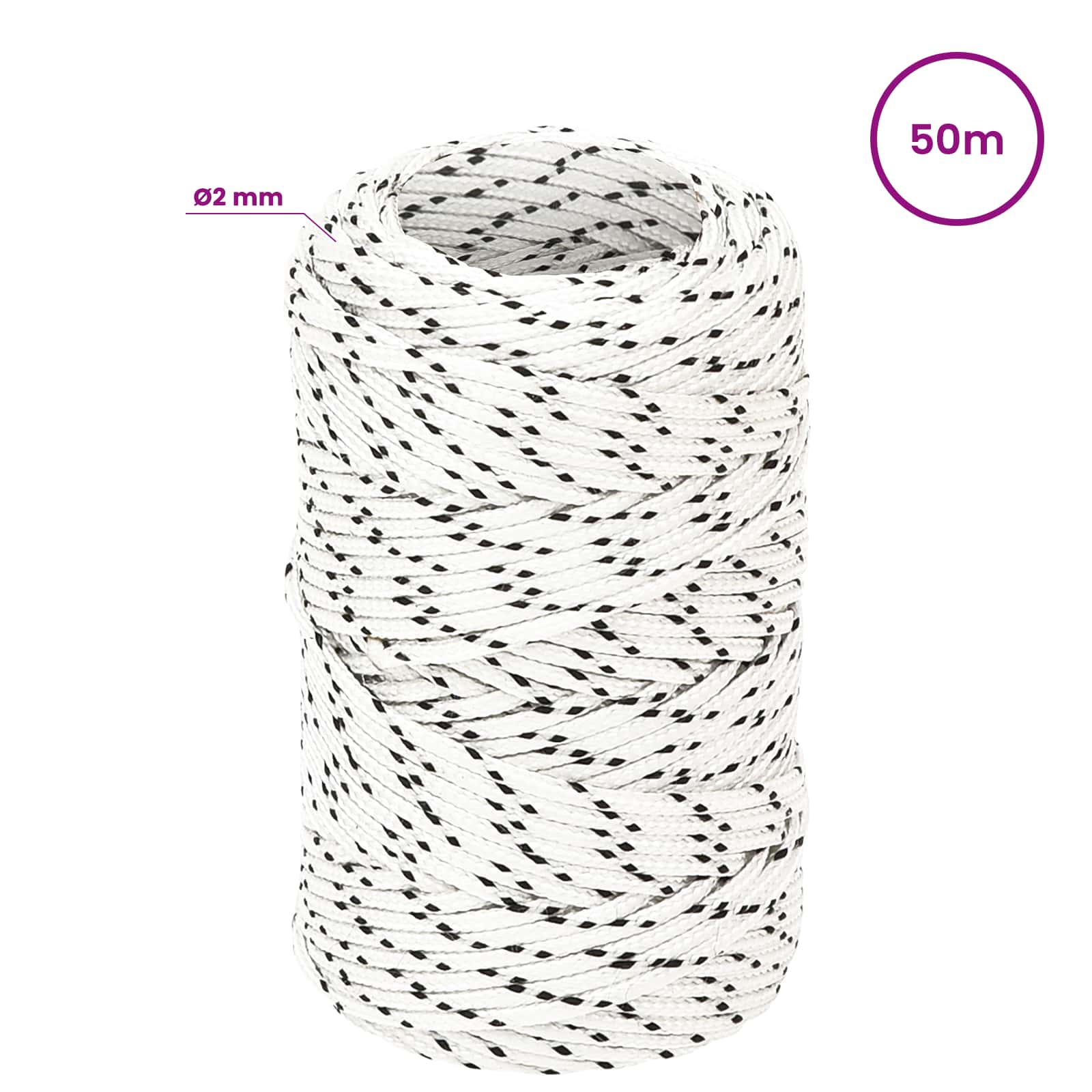 Večnamenska vrv 2 mm 50 m Bela Poliester