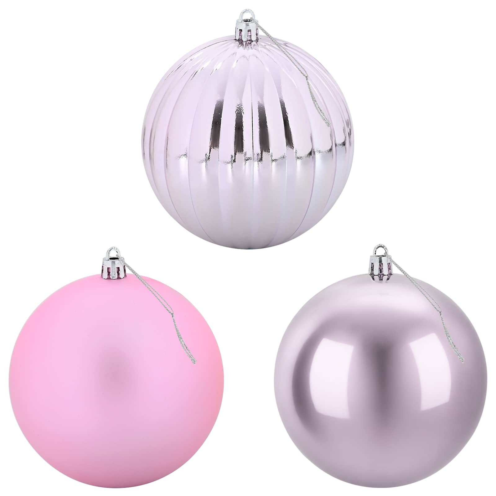 Set božičnih kroglic XXL 3 kos Roza Ø 25 cm Plastika