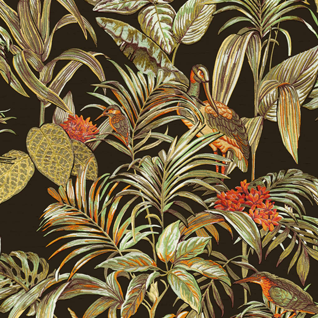 DUTCH WALLCOVERINGS Papier peint Bird-of-Paradise Noir