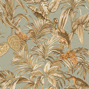 DUTCH WALLCOVERINGS Ταπετσαρία Τοίχου Bird-of-Paradise Γαλαζοπράσινο