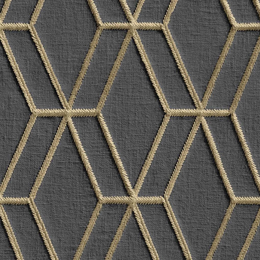 DUTCH WALLCOVERINGS Behang Hexagonal zwart en goudkleurig afbeelding