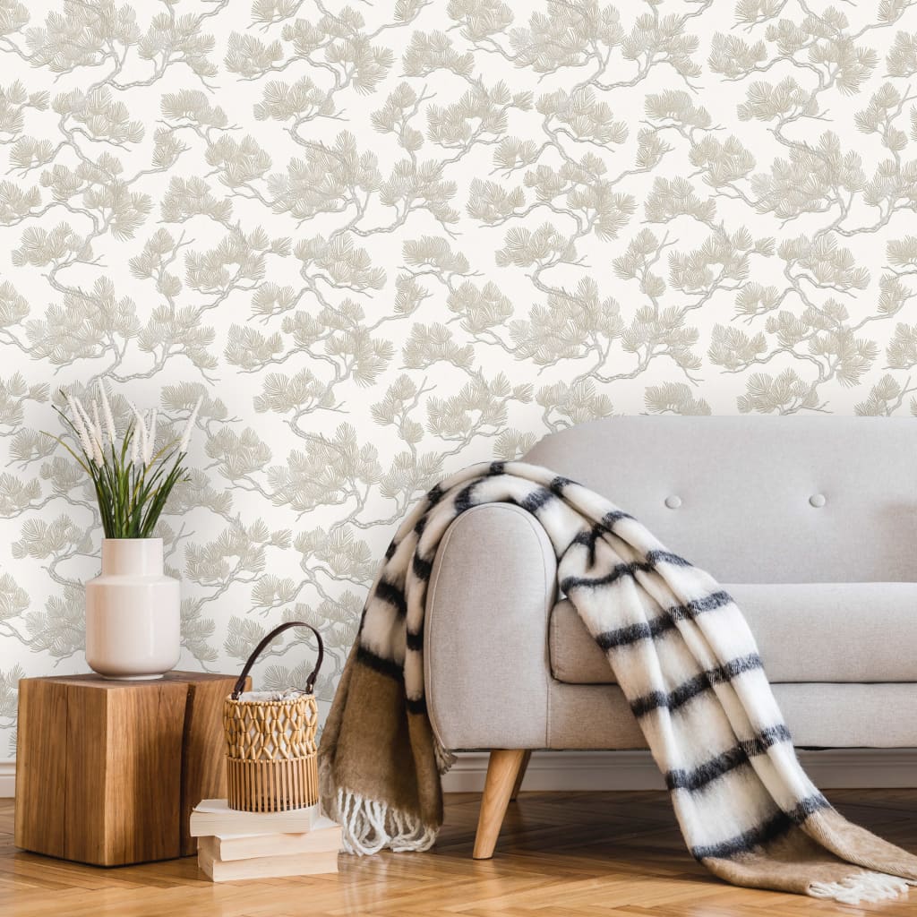 DUTCH WALLCOVERINGS fehér fenyőmintás tapéta 