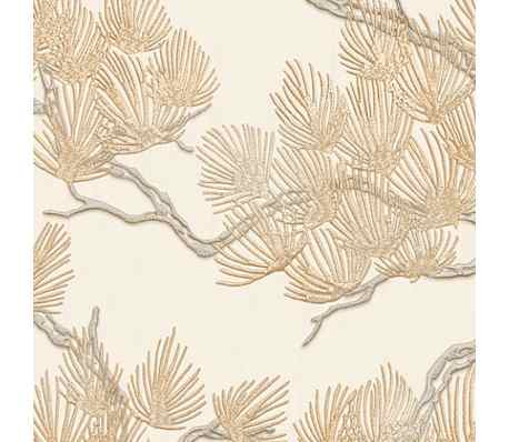 DUTCH WALLCOVERINGS Behang Pine Tree cr&egrave;mekleurig