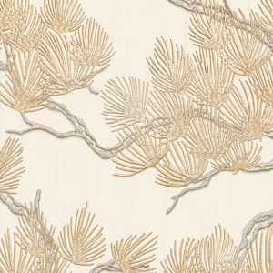 DUTCH WALLCOVERINGS Behang Pine Tree cr&egrave;mekleurig