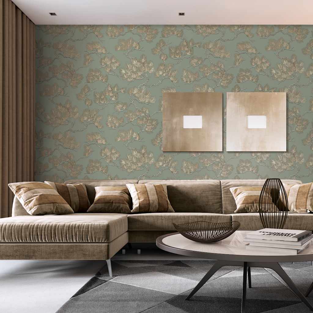 DUTCH WALLCOVERINGS Tapete Kiefer-Motiv Grün
