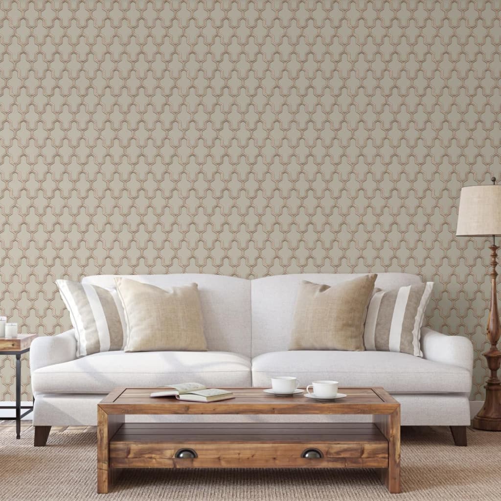 

DUTCH WALLCOVERINGS Behang Geometric goudkleurig en groen