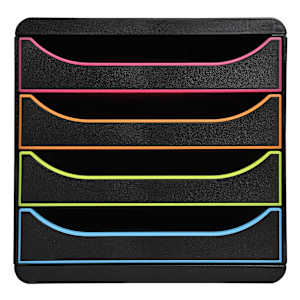 Exacompta Set da Scrivania con 4 Cassetti Big-Box Black Office Nero