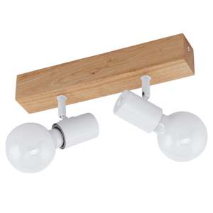 EGLO LED Spotleuchte Townshend 3 mit 2 Lampen Holz Weiß und Beige EGLO LED Spotleuchte Townshend 3 mit 2 Lampen Holz Weiß und Beige