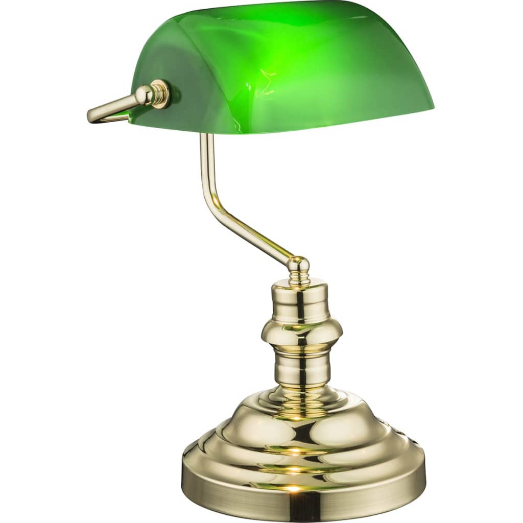 417053 GLOBO Table Lamp ”ANTIQUE” Brass Green 2491K